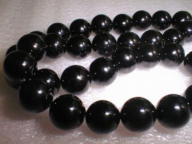 12mm AAA black agate beads necklace