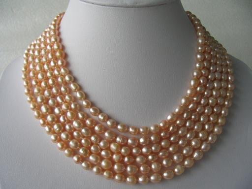 116"" super lustrous pink FW pearl necklace