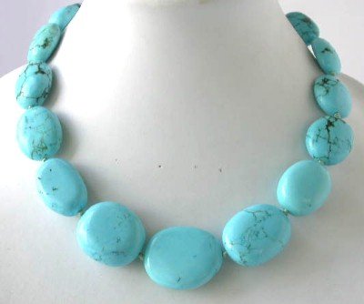18"" big blue turquoise beads necklace