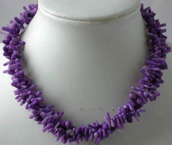 17"" 3-row purple branch coral necklace