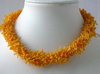 17"" 4-row orange branch coral necklace