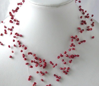 16"" fantastic red FW pearl necklace