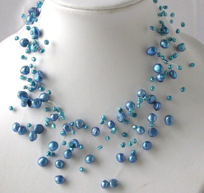 16"" fantastic blue FW pearl necklace