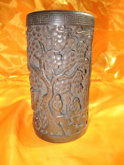 Antique Chinese Brush-pen Holder,thin and with lanscape