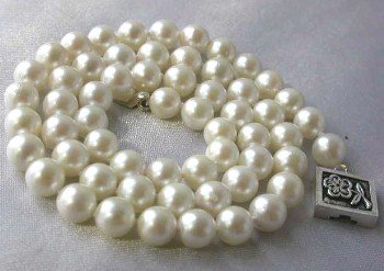 18""Grade AA 7-7.5mm cream sea pearl &silver clasp