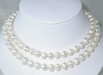 33"" 9.5-10.5mm white FW pearl necklace