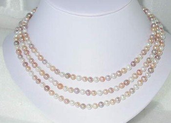 Lustrous 48"" 5-6mm multicolor pearl necklace