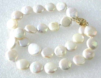 7.5"" 2-rows white coin pearl bracelet