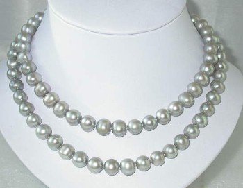 34"" 9.5-10.5mm gray FW pearl necklace