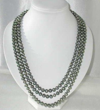 25""-28"" 7-8mm green pearl shell clasp necklace