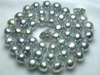 17"" lustrous 7.5-8mm gray sea pearl necklace