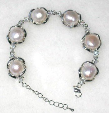 7.5"" Brand New 11-12mm white pearl 18K GP bracelet