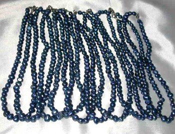Wholesale 10 pcs 6-7mm dark blue pearl necklace