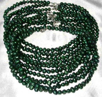 Wholesale 10 pcs 6-7mm green pearl necklace