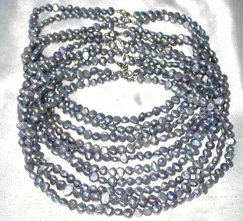 Wholesale 10 pcs 6-7mm gray pearl necklace