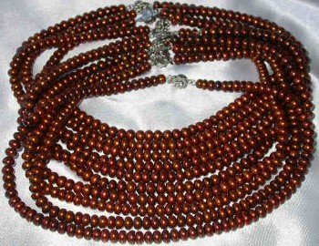Wholesale 5 pcs 16"" 6-7mm coffee pearl necklace