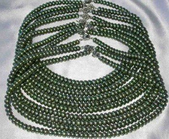 Wholesale 5 pcs 16"" 6-7mm green pearl necklace
