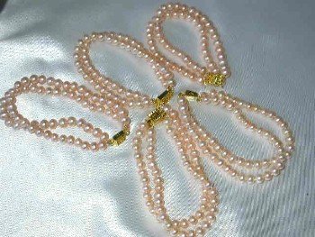 Wholesale 5 pieces 6-7mm 2-rows pink pearl bracelet