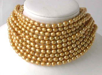 Wholesale 10 pcs 6-7mm yellow pearl necklace