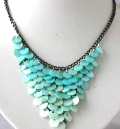10mm blue shell black chain necklace