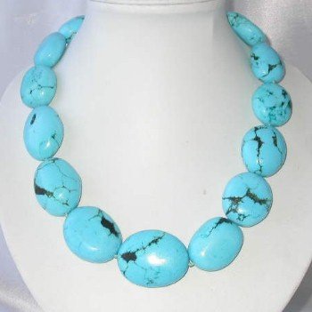 19"" bigger blue turquoise beads necklace