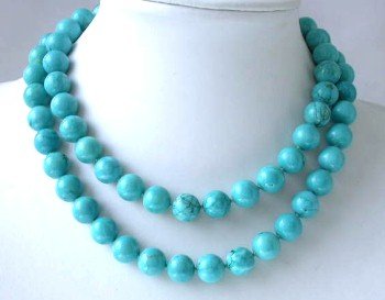 Brand new 36"" 12mm blue round turquoise necklace