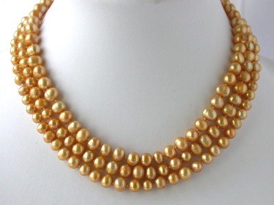 48"" 6-7mm yellow pearl necklace