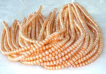 wholesale 16"" 6-7mm orange red pearl necklace strings