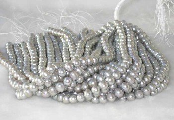 wholesale 16"" 9-10mm gray pearl necklace strings
