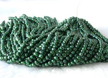 wholesale 16"" 6-7mm green pearl necklace strings