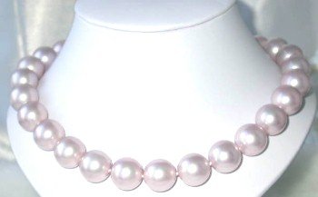Exquisite 16mm pink Sea Shell Pearl&silver clasp Necklace