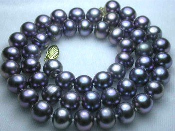 14K 17"" lustrous 8-9mm black pearl necklace
