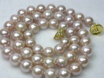 17"" lustrous 8-9mm pink round pearl necklace