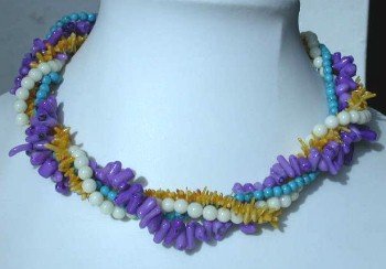 16"" 4-rows multicolor branch coral necklace