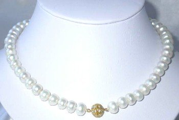 17"" bigger 9-10mm white FW pearl necklace