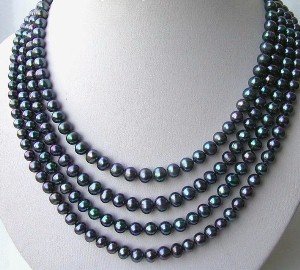 17""-23"" 4-rows AAA 6-7mm peacock pearl & silver clasp