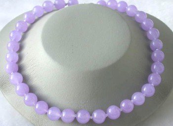 Beauty 17"" 12mm lavender round jade necklace