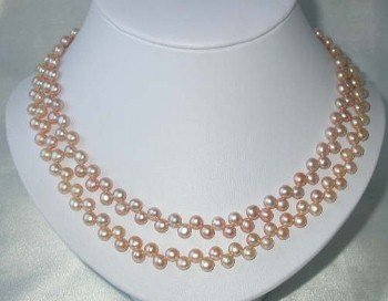 17"" double 6-7mm pink pearl necklace