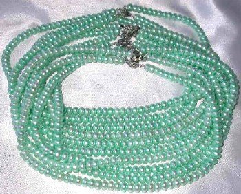 Wholesale 5 pcs 16"" 6-7mm light green pearl necklace