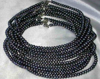 Wholesale 5 pcs 16"" 6-7mm black pearl necklace