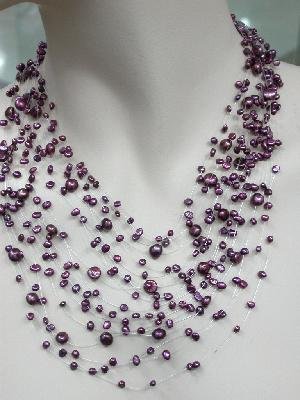 FANCY 15-20"" PURPLE CULTURED PEARLS NECKLACE