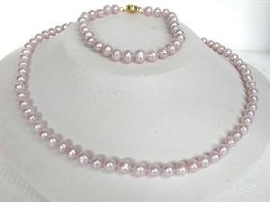 Beautifu! 17"" 6-7mm lavender cultured FW pearl Necklace&matching