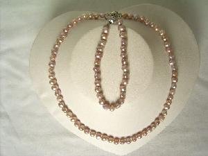 Beautiful! 16"" 5-6mm purple cultured FW pearl necklace&7"" bracel