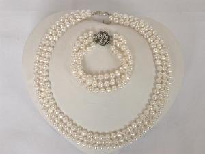 Beautiful! 16""-18"" 3rows 6-7mm white FW Pearl Set