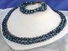 Beautiful! 17""-19"" 2rows blue cultured freshwater pearl necklace
