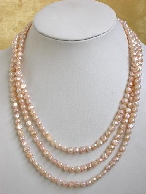 64"" pink cultured freshwater pearl necklace