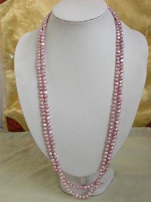64"" peach cultured freshwater pearl necklace
