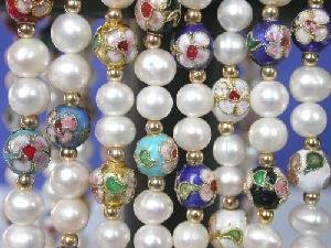 wholesale of 8 pieces of 17"" FW pearl&cloisonne beads necklace