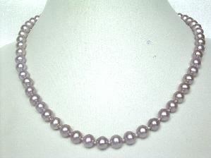 AAAgrade! 17.5""7-8mm purple round cultured FW pearl necklace&14K