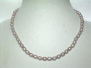 AAAgrade!16""purple rice shape FW pearl necklace